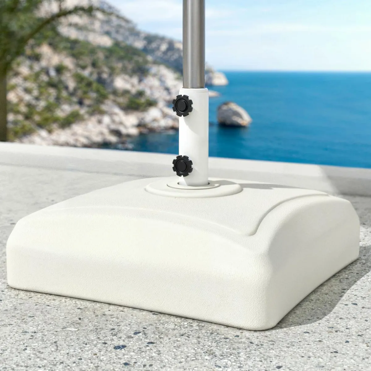 MOBELLIA Pied de parasol carré universel à remplir 32L Blanc