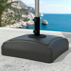 MOBELLIA Pied de parasol carré universel à remplir 32L Noir