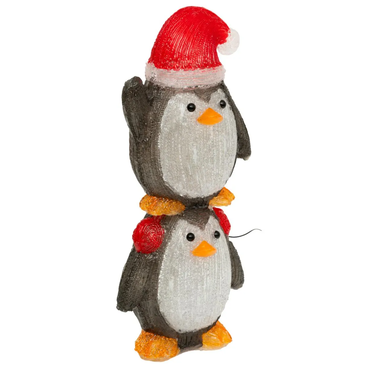 JJA Pingouins lumineux solaire 50 LED (H49 cm) Les copains clignotants Blanc froid Gris