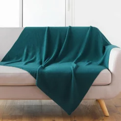 DOUCEUR D'INTERIEUR Plaid (150 cm) Tricotine Vert émeraude Discount