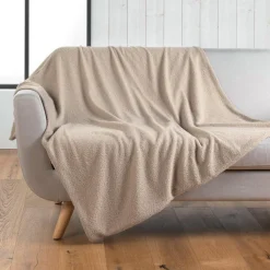 douceur d'intu017drieur Plaid bouclette (180 x 220 cm) Wooly Beige Outlet