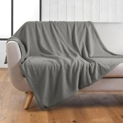 douceur d'intu017drieur Plaid bouclette (125 x 150 cm) Wooly Gris Outlet