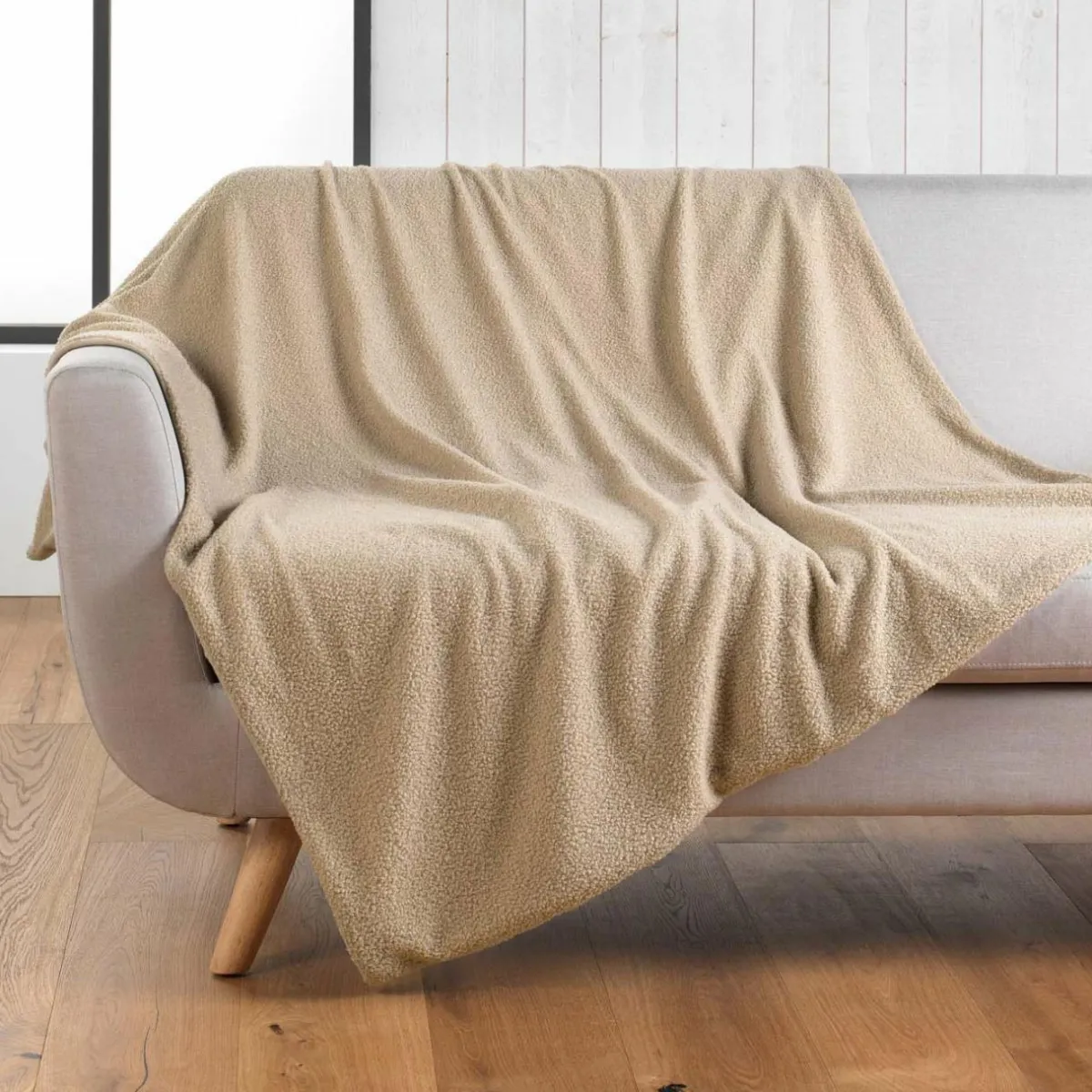 DOUCEUR D'INTERIEUR Plaid bouclette (125 x 150 cm) Wooly Beige Hot