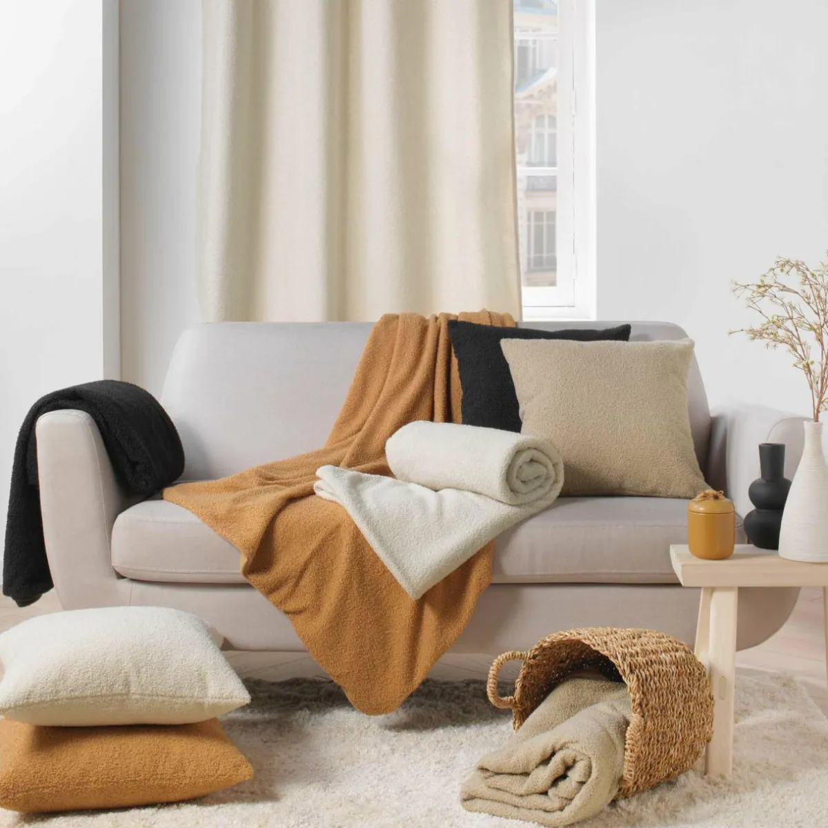 DOUCEUR D'INTERIEUR Plaid bouclette (125 x 150 cm) Wooly Beige Hot