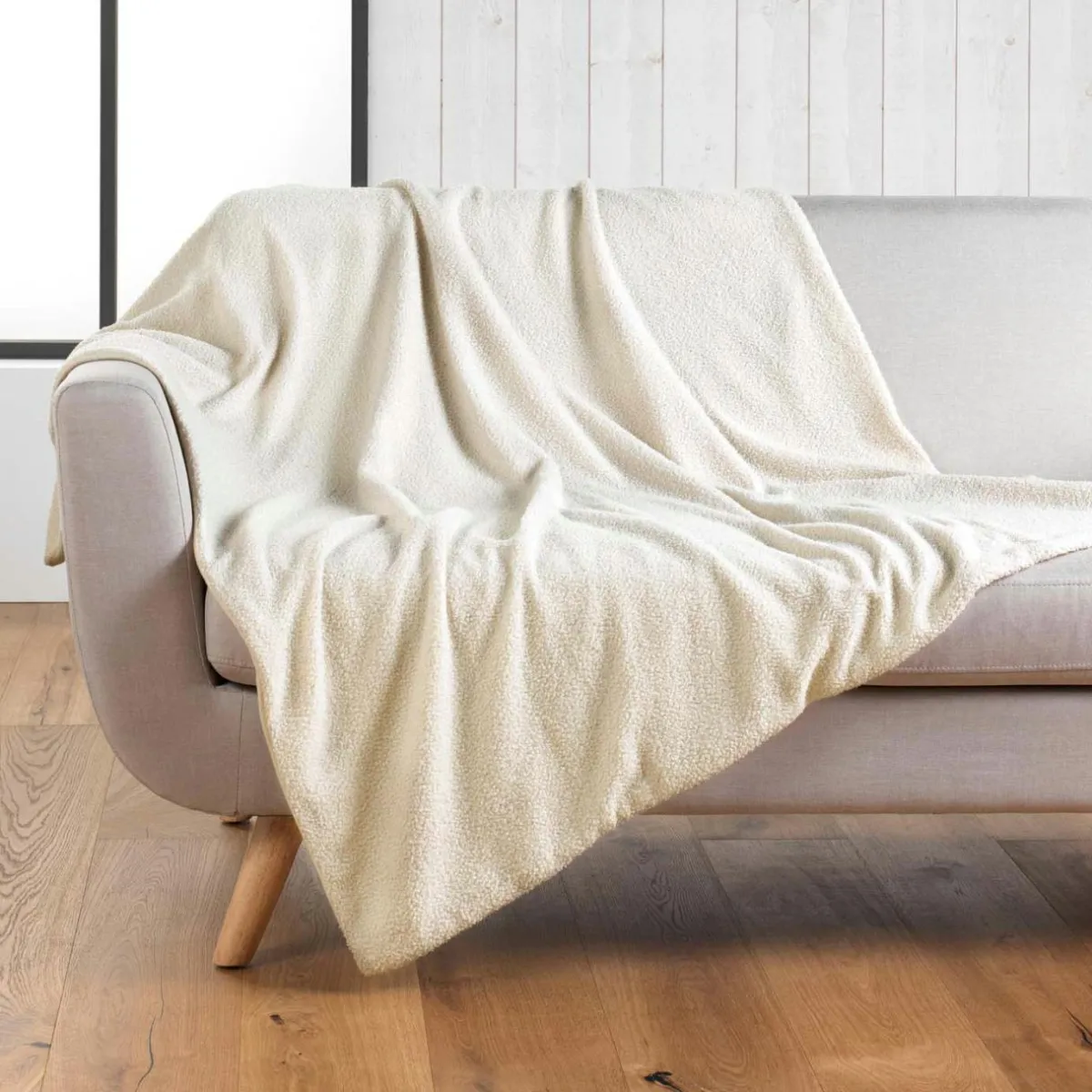 douceur d'intu017drieur Plaid bouclette (180 x 220 cm) Wooly Ecru