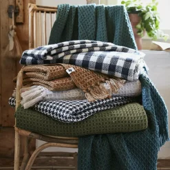 L'EFFET PAPILLON Plaid canapé matière recyclée (180 x 220 cm) Gabin Camel New