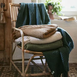 L'EFFET PAPILLON Plaid canapé matière recyclée (180 x 220 cm) Gabin pampa Beige Discount