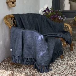 L'EFFET PAPILLON Plaid canapé matière recyclée (180 x 220 cm) Gabin Bleu nuit Best