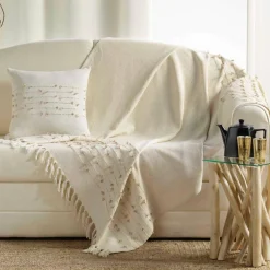 DOUCEUR D'INTERIEUR Plaid coton (120 x 150 cm) Golden Sunset Ecru Outlet