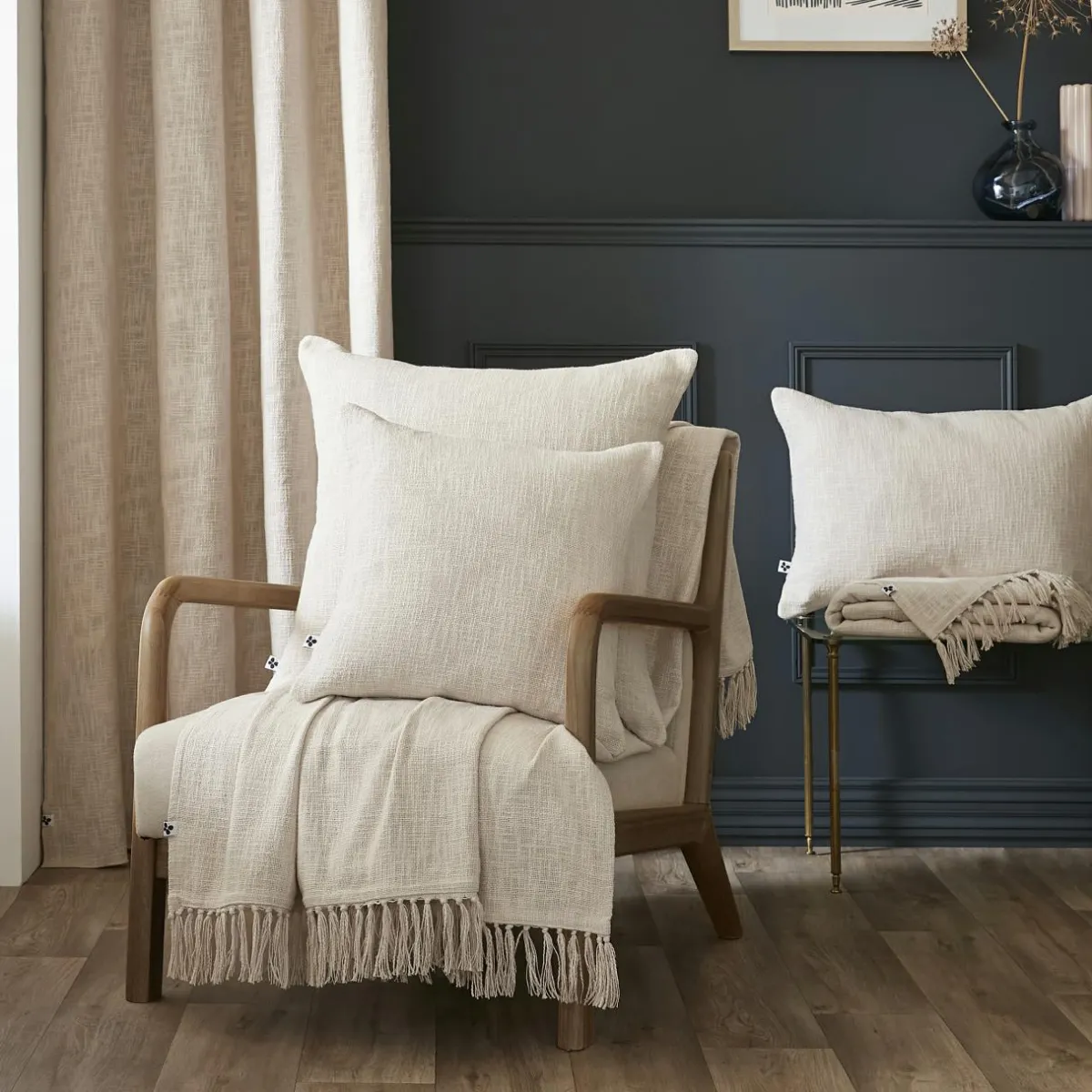 L'EFFET PAPILLON Plaid coton (180 x 220 cm) Sixtine Beige New