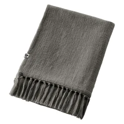 L'EFFET PAPILLON Plaid coton (130 x 160 cm) Sixtine Gris ardoise Gris foncé Sale
