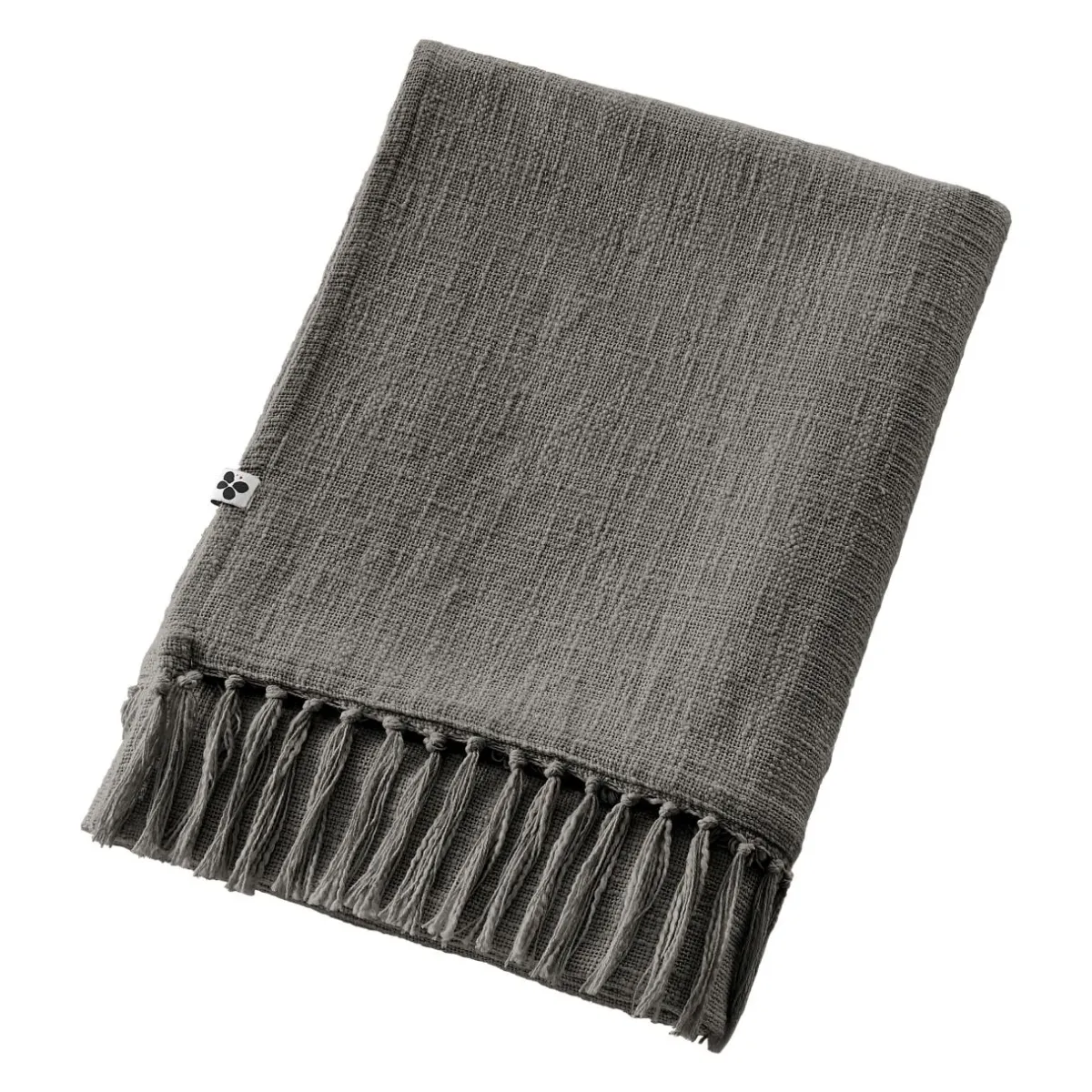 L'EFFET PAPILLON Plaid coton (130 x 160 cm) Sixtine Gris ardoise Gris foncé Sale