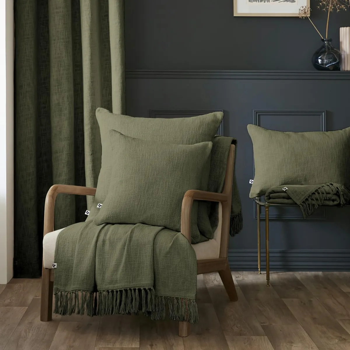 L'EFFET PAPILLON Plaid coton (130 x 160 cm) Sixtine Vert romarin Hot
