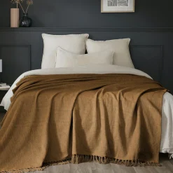 L'EFFET PAPILLON Plaid coton (180 x 220 cm) Sixtine Camel Outlet