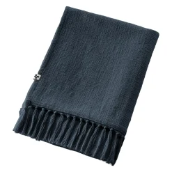 L'EFFET PAPILLON Plaid coton (130 x 160 cm) Sixtine Bleu nuit