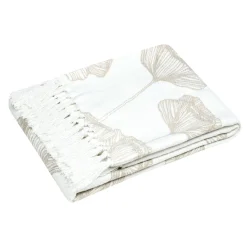 STOF Plaid coton recyclé doux (125 x 150 cm) Oriana Ecru Outlet