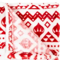 JJA Plaid de Noël (180 x 130 cm) Flocons de neige et blanc Rouge