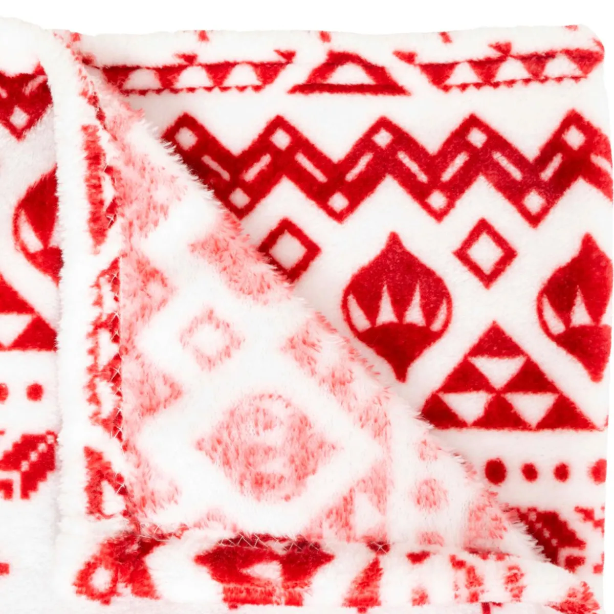 JJA Plaid de Noël (180 x 130 cm) Flocons de neige et blanc Rouge