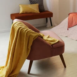 ATMOSPHERA Plaid doux (180 cm) Tendresse flanel Jaune ocre Online