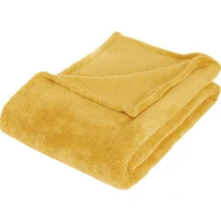ATMOSPHERA Plaid doux (180 cm) Tendresse Jaune ocre Best