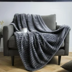 EMINZA Plaid doux (125 x 150 cm) Dune Gris Anthracite Best