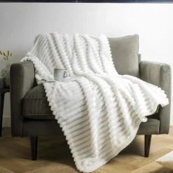 EMINZA Plaid doux (125 x 150 cm) Dune Ivoire New
