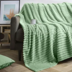 EMINZA Plaid doux (220 x 240 cm) Dune Vert sauge New