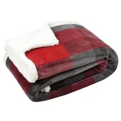 LOVELY CASA Plaid doux (130 x 160 cm) Ecossais Rouge Outlet