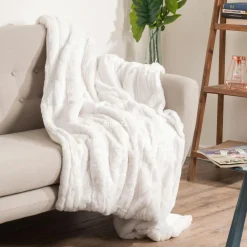 ATMOSPHERA Plaid doux (180 x 230 cm) Manoir Blanc