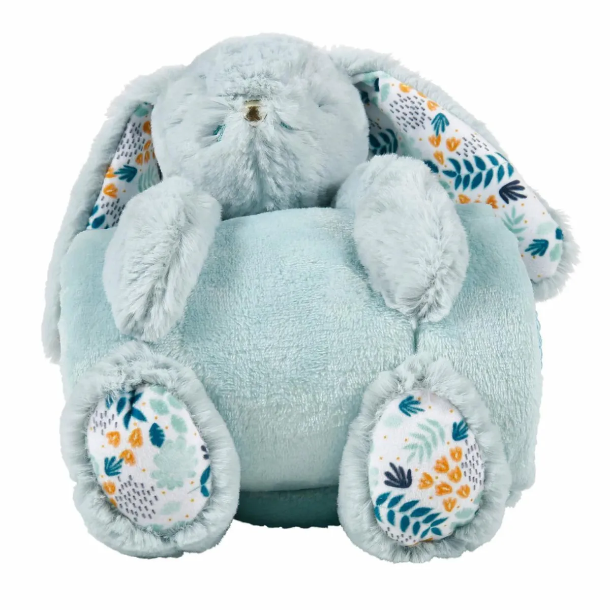 OSTARIA Plaid doux enfant (90 x 75 cm) et peluche Lapino Bleu Best