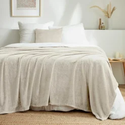 EMINZA Plaid doux flanelle (220 x 240 cm) Didou grège Beige Outlet