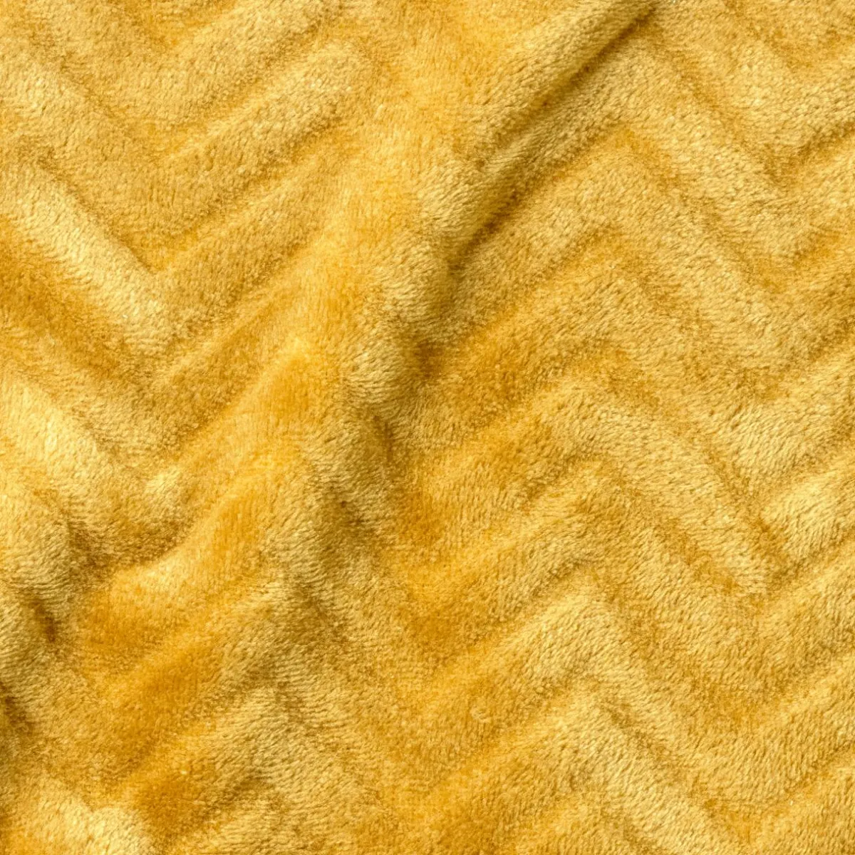 EMINZA Plaid doux flanelle (125 x 150 cm) Zag Jaune moutarde Hot