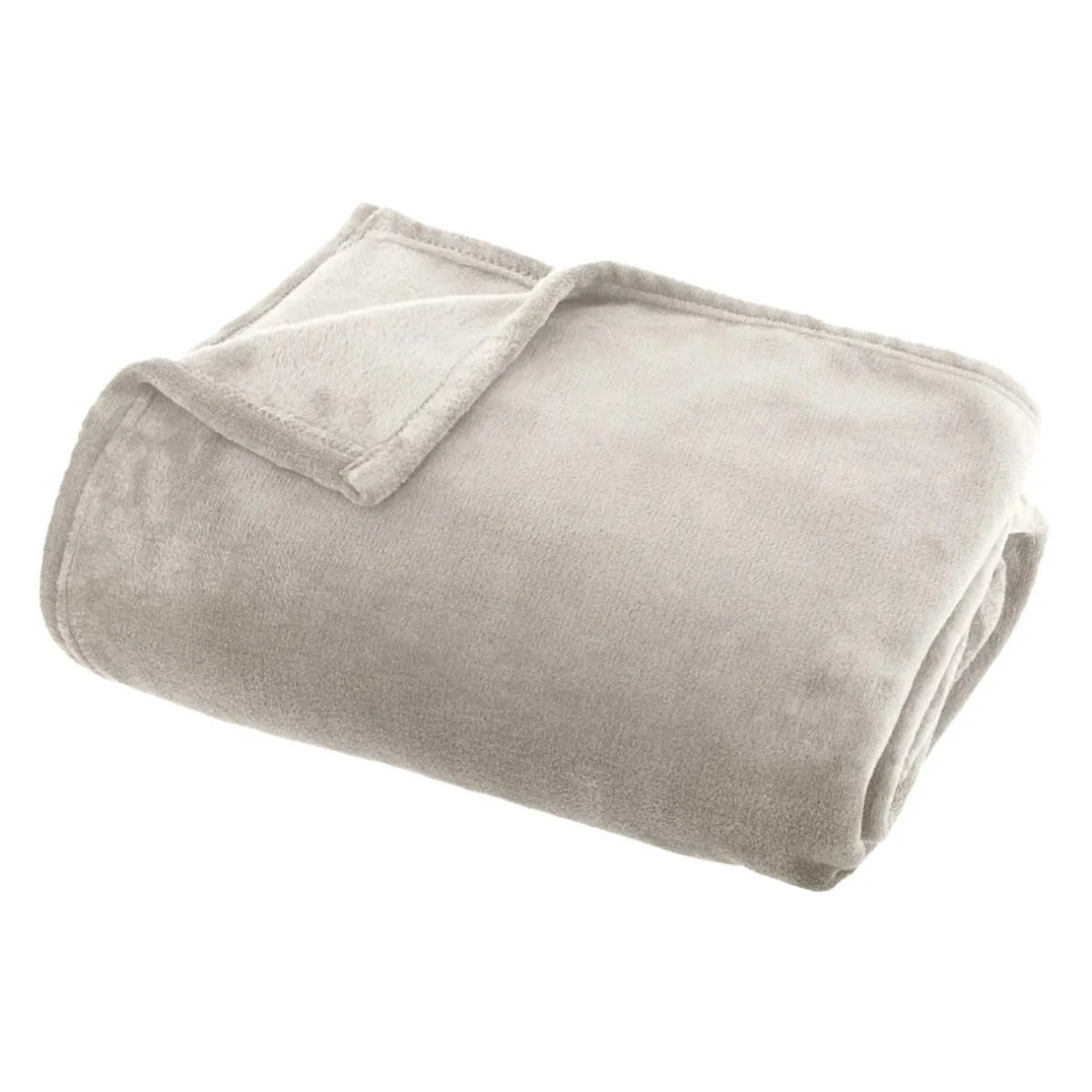 EMINZA Plaid doux flanelle (125 x 150 cm) Didou grège Beige Hot