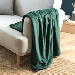 EMINZA Plaid doux flanelle (130 x 180 cm) Didou Vert Best