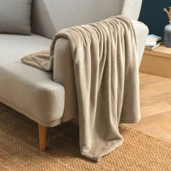 EMINZA Plaid doux flanelle (130 x 180 cm) Didou glacé Marron