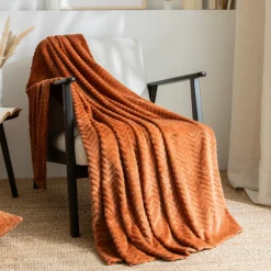 EMINZA Plaid doux flanelle (125 x 150 cm) Zag Cuivre Hot
