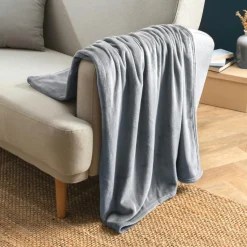 EMINZA Plaid doux flanelle (125 x 150 cm) Didou Gris clair Online