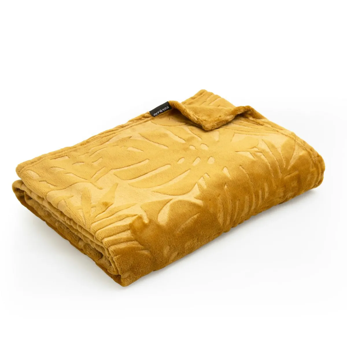 EMINZA Plaid doux flanelle (125 x 150 cm) Flore Jaune moutarde Sale