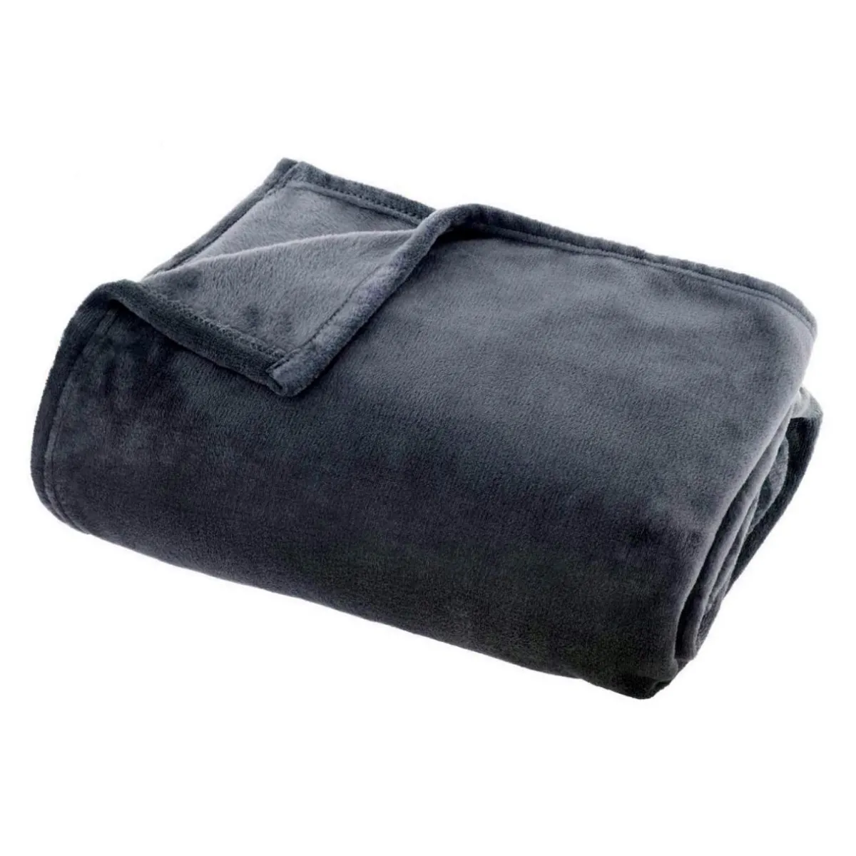 EMINZA Plaid doux flanelle (130 x 180 cm) Didou Gris Anthracite Sale