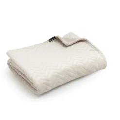 EMINZA Plaid doux flanelle (125 x 150 cm) Zag Ecru Best