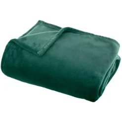 EMINZA Plaid doux flanelle (220 x 240 cm) Didou Vert Clearance