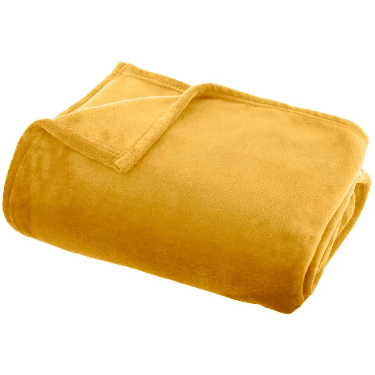 EMINZA Plaid doux flanelle (130 x 180 cm) Didou Jaune moutarde