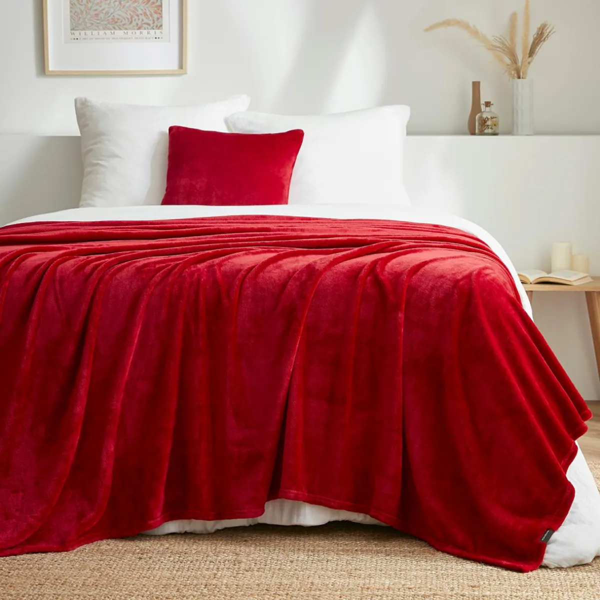 EMINZA Plaid doux flanelle (180 x 230 cm) Didou Rouge New