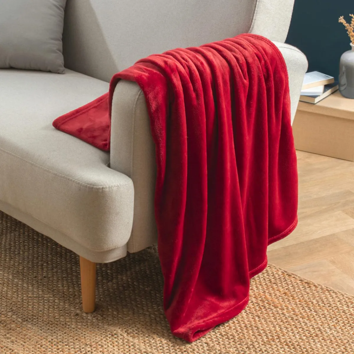 EMINZA Plaid doux flanelle (125 x 150 cm) Didou Rouge Sale