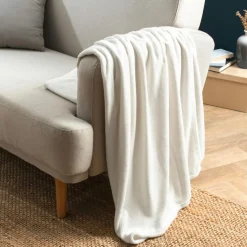 EMINZA Plaid doux flanelle (125 x 150 cm) Didou Ivoire Sale
