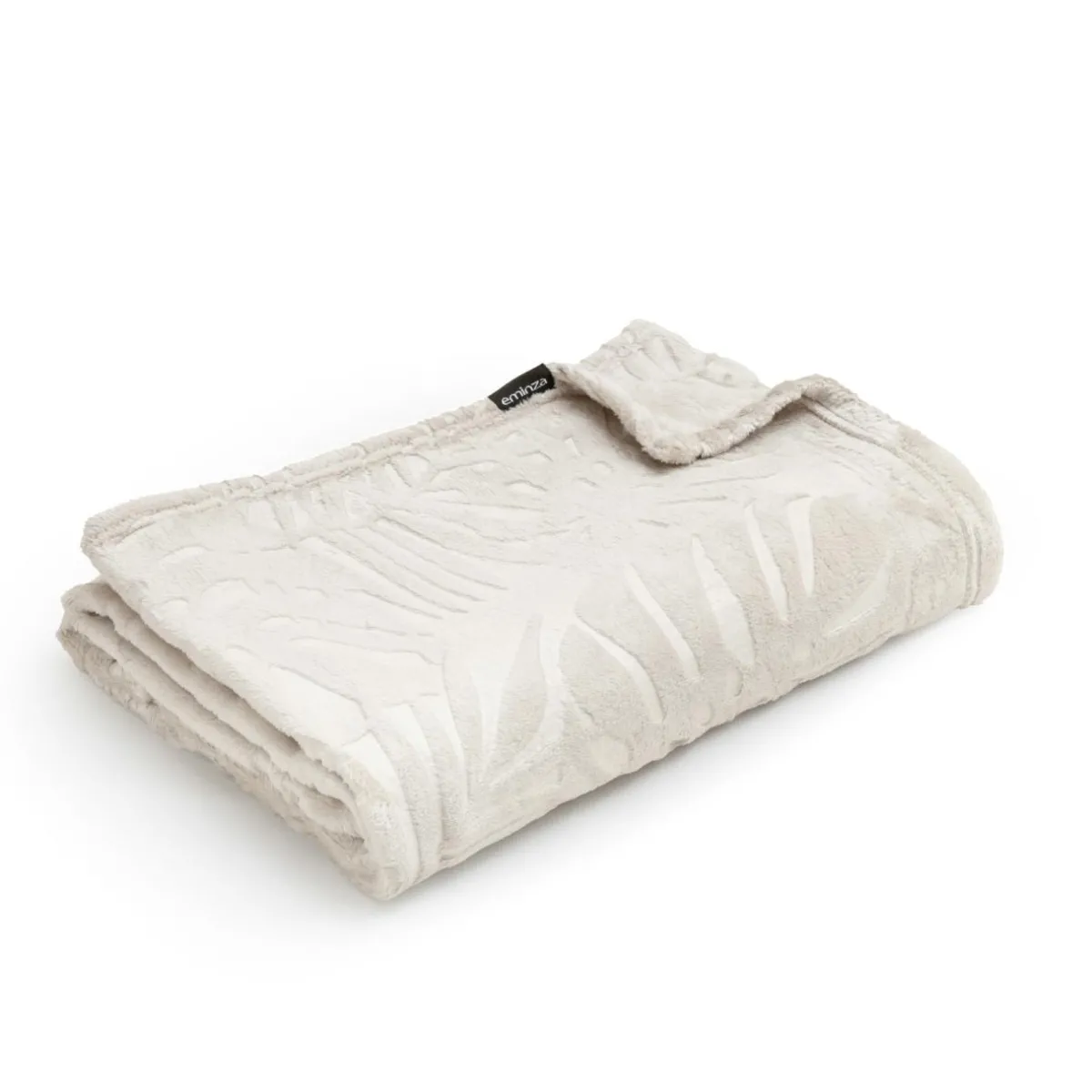 EMINZA Plaid doux flanelle (125 x 150 cm) Flore Ecru New