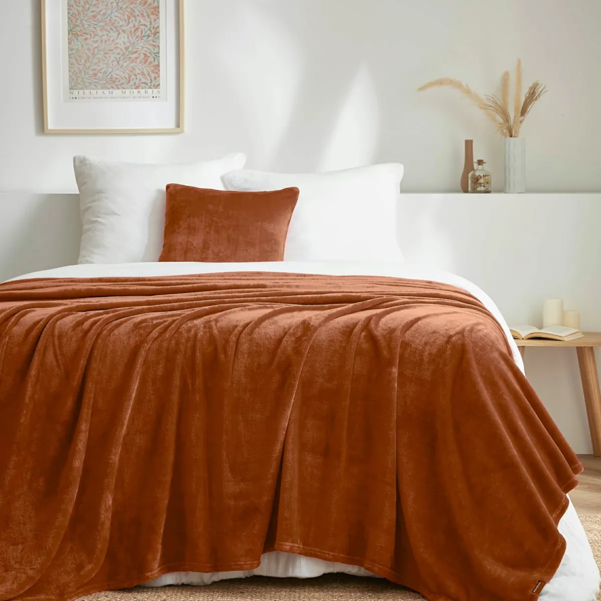 EMINZA Plaid doux flanelle (220 x 240 cm) Didou Cuivre Clearance
