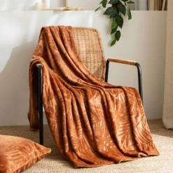 EMINZA Plaid doux flanelle (125 x 150 cm) Flore Cuivre Clearance