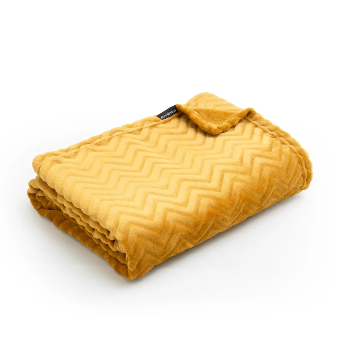 EMINZA Plaid doux flanelle (220 x 240 cm) Zag Jaune moutarde Discount