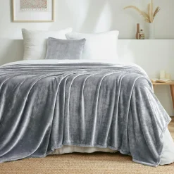 EMINZA Plaid doux flanelle (220 x 240 cm) Didou Gris clair Discount